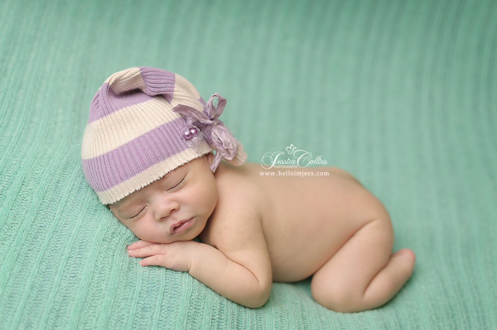 Jessica Collins Photography | Hailey Idaho Photographer | Newborn Portraits | Baby Girl | Purple and Mint
