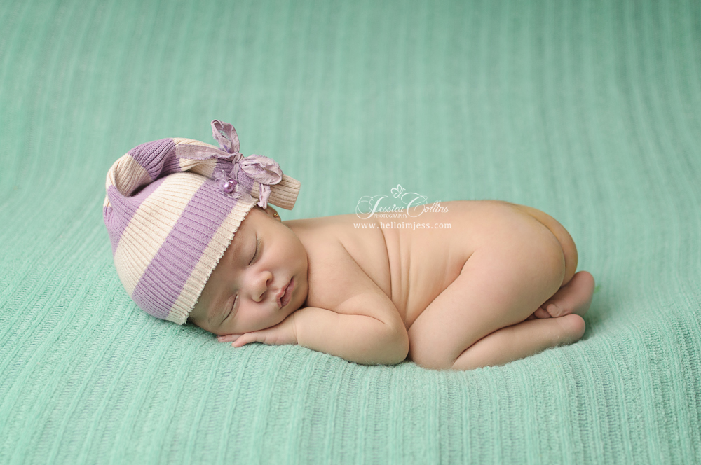 Jessica Collins Photography | Hailey Idaho Photographer | Newborn Portraits | Baby Girl | Purple and Mint